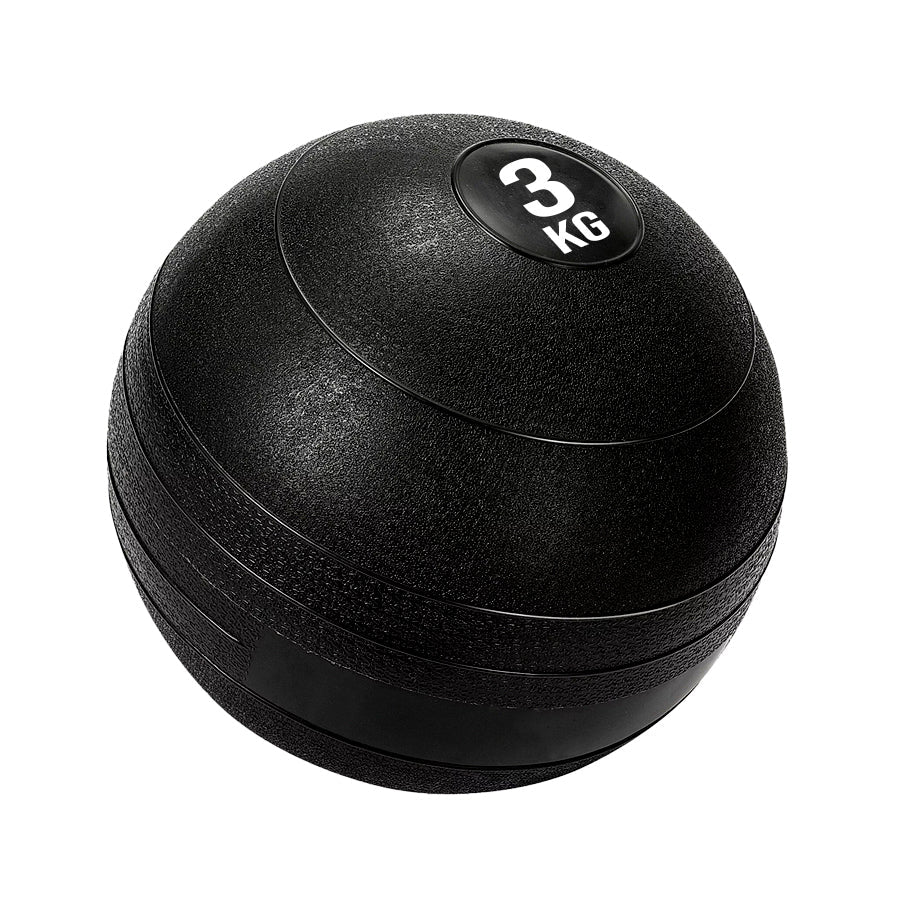 A black heavy duty slam ball with a textured surface and the weight '3 KG' labeled on it.