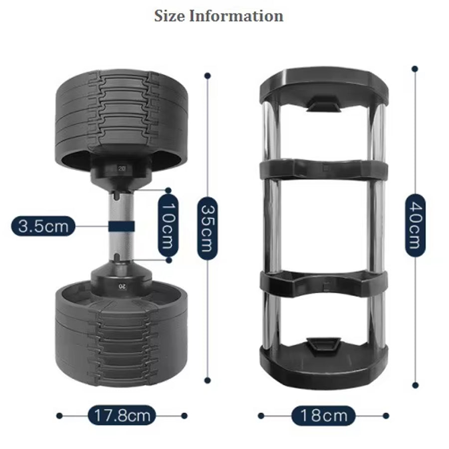 Solid Steel Adjustable Round Dumbbell 24–45kg for Compact Home Training