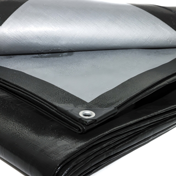 Black/Silver Tarpaulin 270GSM – Reinforced Waterproof Outdoor Sheet