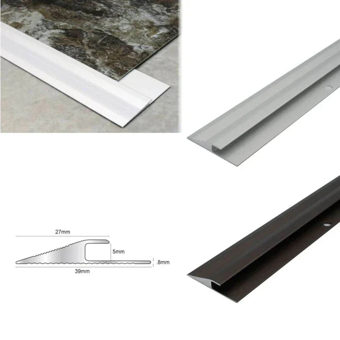 2.7m Aluminium LVT Reducer Threshold Strip – Click Vinyl Floor Edge Transition