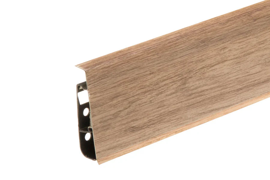 75mm PVC Skirting Board Cable Cover, 2500mm Flexible-Edge Wall Trim in Wood Effect Finishes