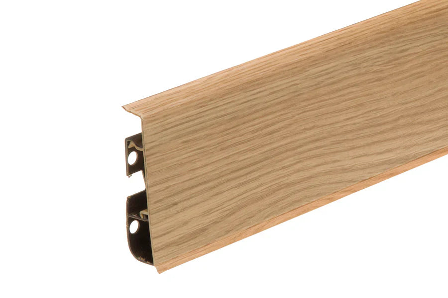 75mm PVC Skirting Board Cable Cover, 2500mm Flexible-Edge Wall Trim in Wood Effect Finishes