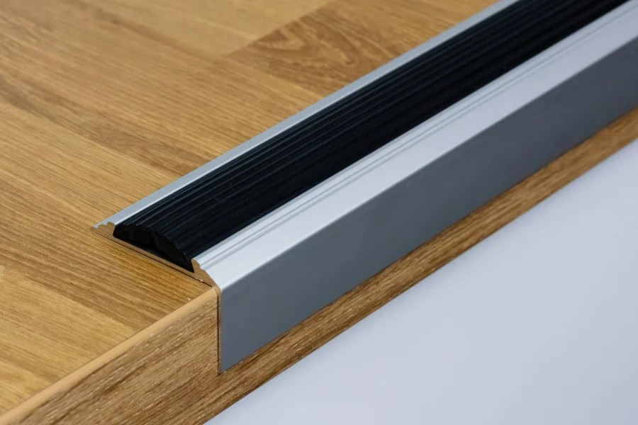 Anodised Aluminium Stair Nosing with Anti-Slip Rubber – 46mm x 30mm – 1.2m & 2.4m Lengths