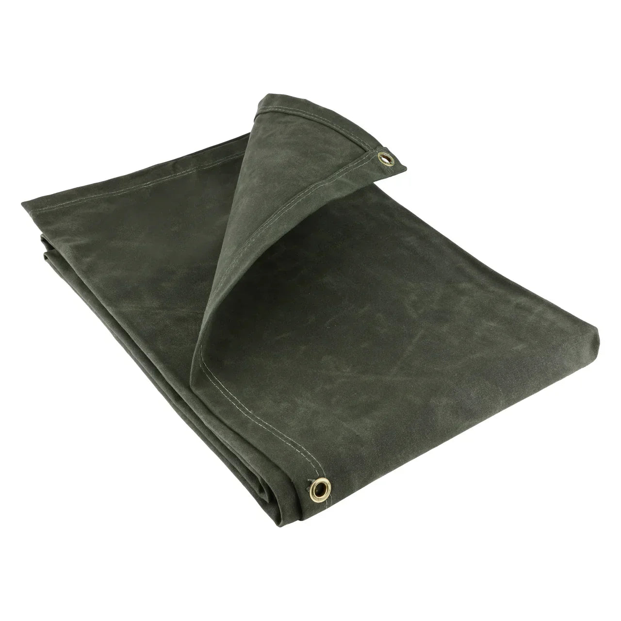 21oz Waxed Cotton Canvas Tarpaulin in Military Green with Brass Eyelets