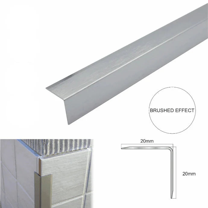 Aluminium Wall Corner Angle Trim 20×20mm – Retro Fit Tile & Cladding Edge Guard