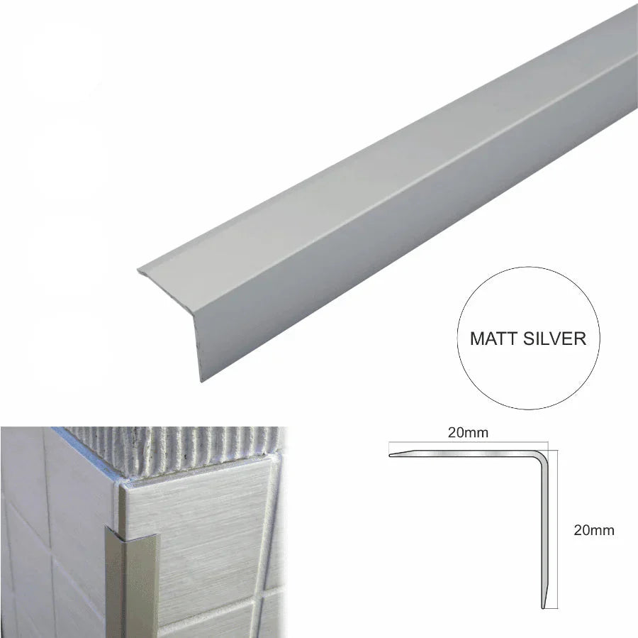 Aluminium Wall Corner Angle Trim 20×20mm – Retro Fit Tile & Cladding Edge Guard