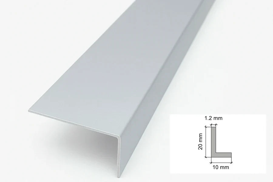 Light Grey PVC Corner Trim for 90° Edges – Equal & Unequal Angle Profiles, 1m & 2.48m
