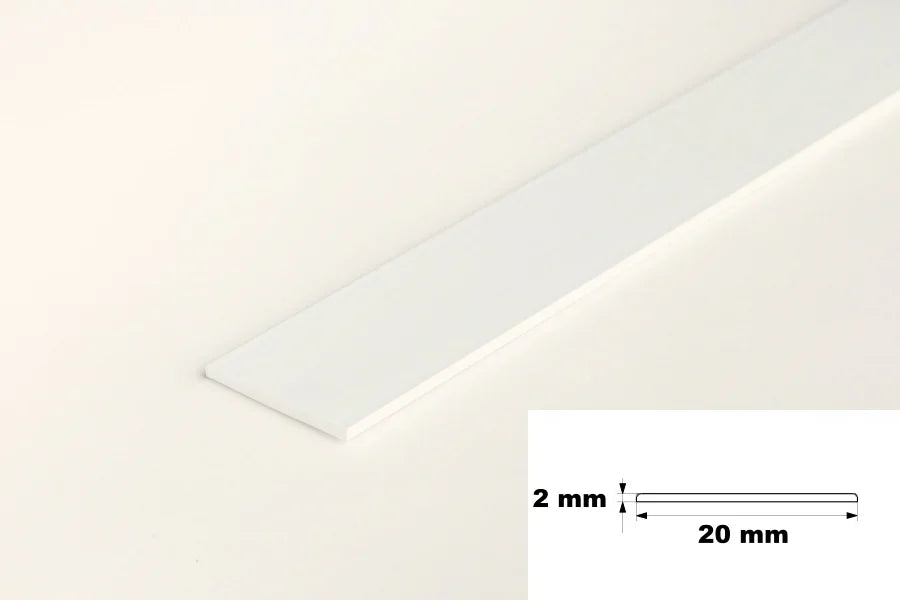 White PVC Flat Architrave Strip 6m Long – Smooth White Trim Bar