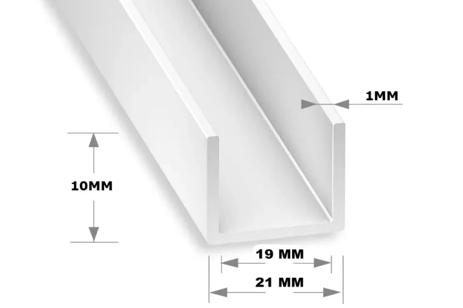 White PVC U-Channel Edge Trim 1000mm – Rigid Board & Panel Protector Strip