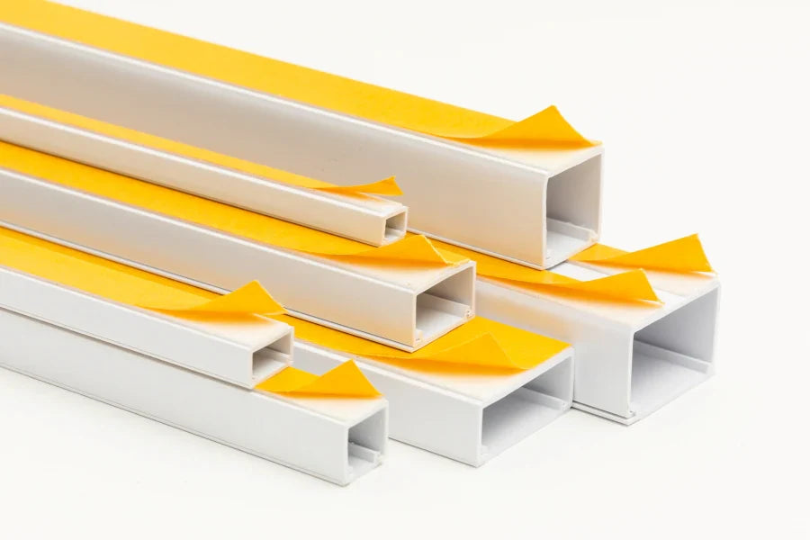 White PVC Cable Trunking – 1m & 2.44m Self-Adhesive Wire Conduit