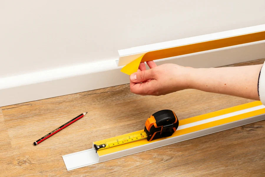 White PVC Cable Trunking – 1m & 2.44m Self-Adhesive Wire Conduit