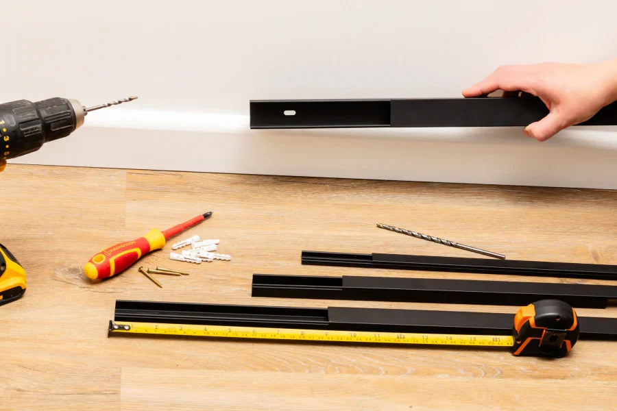 Black PVC Cable Trunking – 1m & 2m Screw-Fix Wire Conduit Cover