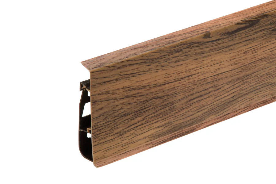 75mm PVC Skirting Board Cable Cover, 2500mm Flexible-Edge Wall Trim in Wood Effect Finishes