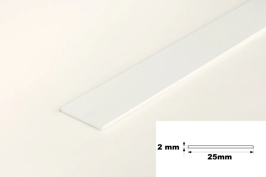 White PVC Flat Architrave Strip 6m Long – Smooth White Trim Bar