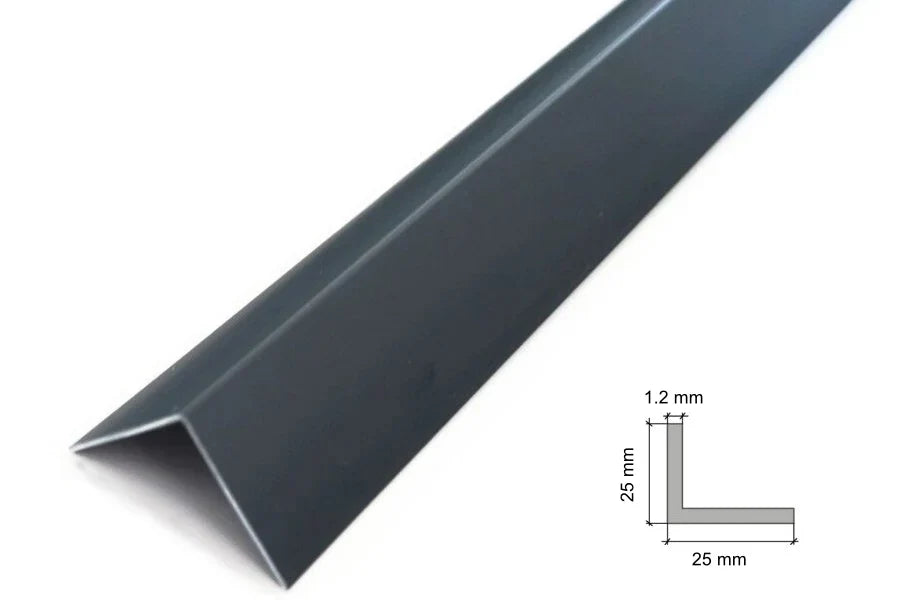 Anthracite PVC Corner Trim – 90° Edge Protector, 1m & 2.48m Length