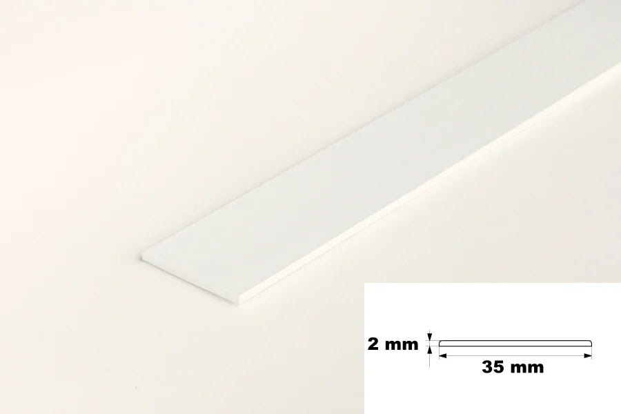 White PVC Flat Architrave Strip 6m Long – Smooth White Trim Bar