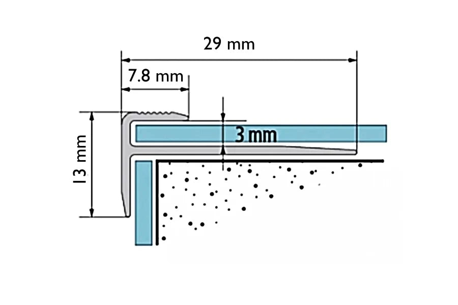 LVT Stair Outer Corner Profile – 3mm Aluminium Trim, 900mm in Silver, Gold, Champagne