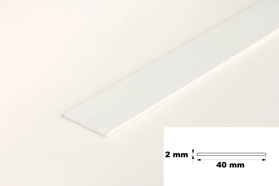 White PVC Flat Architrave Strip 6m Long – Smooth White Trim Bar