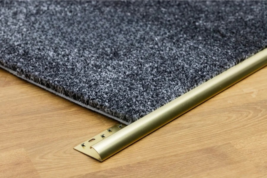 Metal Carpet-to-Hard Floor Cover Strip, 35.5 x 10.3mm Anodised Aluminium Single Edge Trim – 1 Metre Length