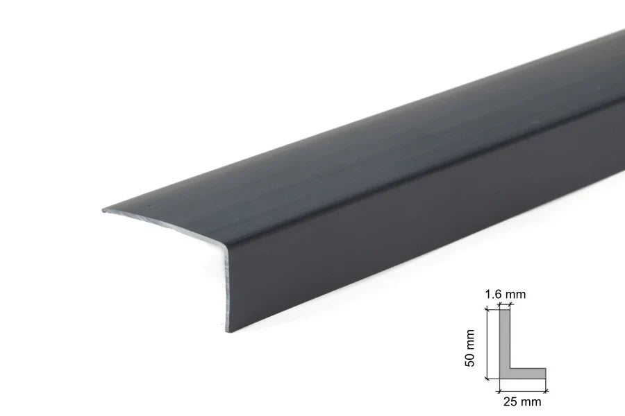 Anthracite PVC Corner Trim – 90° Edge Protector, 1m & 2.48m Length