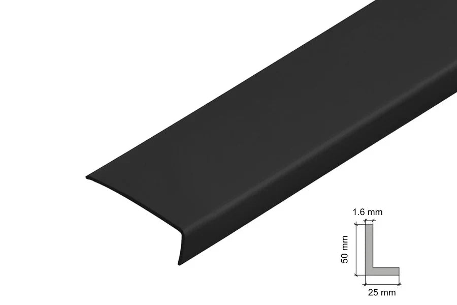 Black PVC Corner Trim for 90° Edges – Equal & Unequal Profiles in 1m and 2.48m Lengths