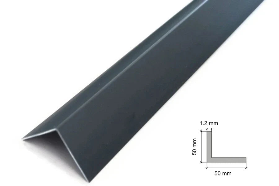 Anthracite PVC Corner Trim – 90° Edge Protector, 1m & 2.48m Length