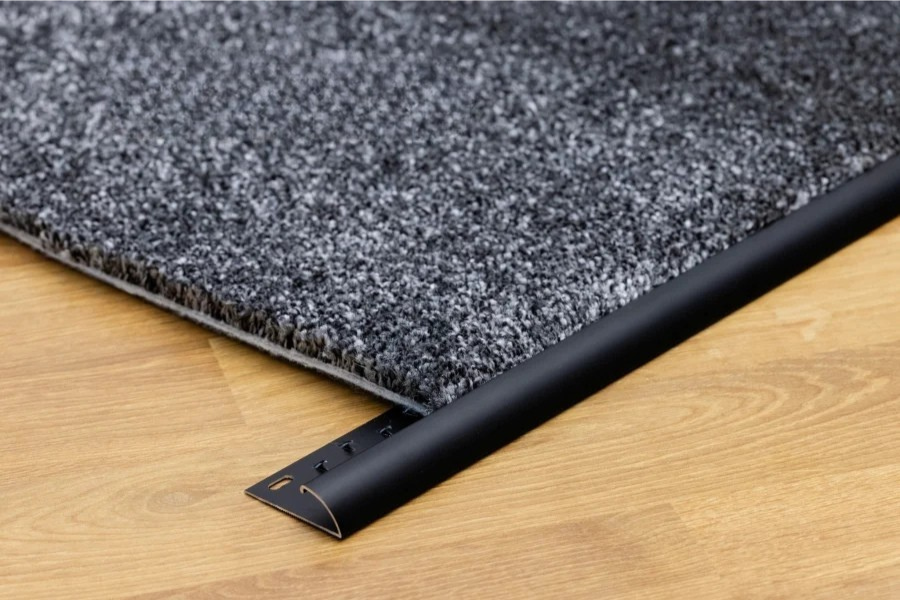 Metal Carpet-to-Hard Floor Cover Strip, 35.5 x 10.3mm Anodised Aluminium Single Edge Trim – 1 Metre Length
