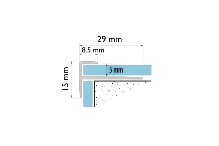 Silver, Gold & Champagne Aluminium Outer Corner Trim – 5mm LVT Stair Edge 900mm