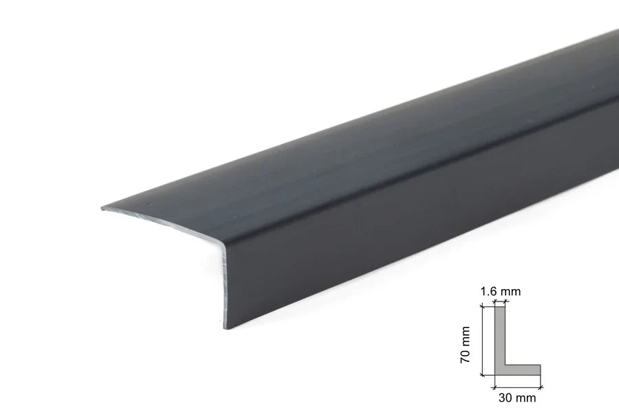 Anthracite PVC Corner Trim – 90° Edge Protector, 1m & 2.48m Length