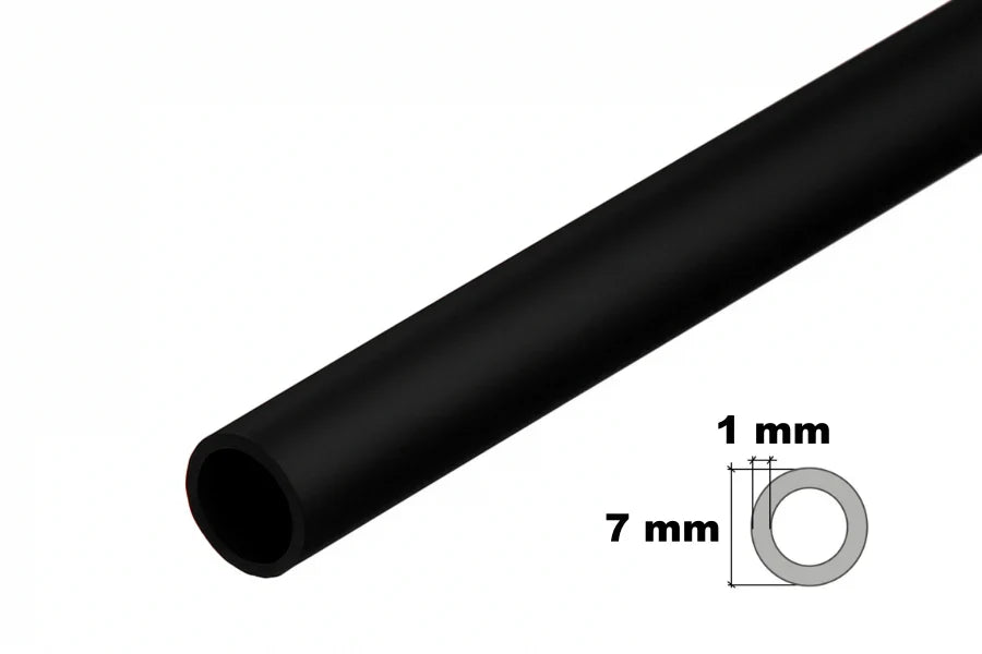 Rigid Black PVC Round Tube (1m) — 7mm, 10mm or 12mm Outer Diameter Smooth Plastic Pipe