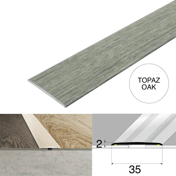 Wood Effect Flat Floor Threshold 35mm – Self Adhesive Aluminium Door Strip
