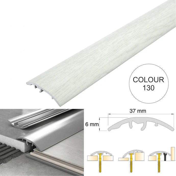 37mm 4 in 1 Aluminium Floor Transition Strip – Wood Effect Door Threshold Trim