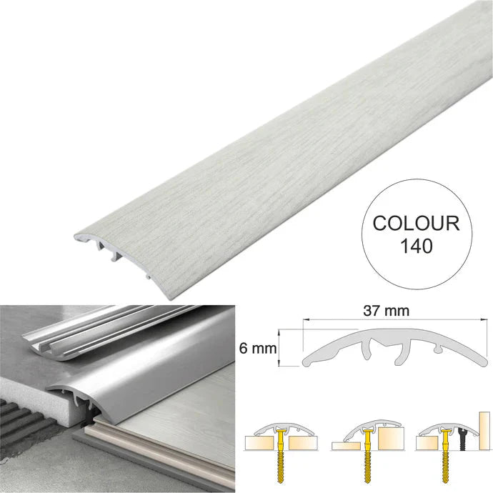 37mm 4 in 1 Aluminium Floor Transition Strip – Wood Effect Door Threshold Trim