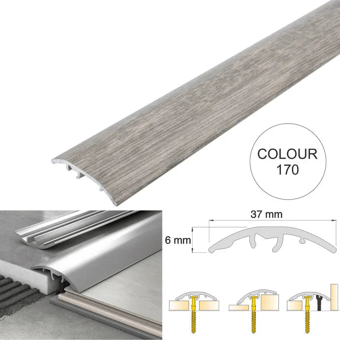 37mm 4 in 1 Aluminium Floor Transition Strip – Wood Effect Door Threshold Trim