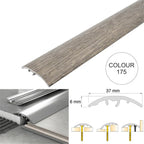 37mm 4 in 1 Aluminium Floor Transition Strip – Wood Effect Door Threshold Trim