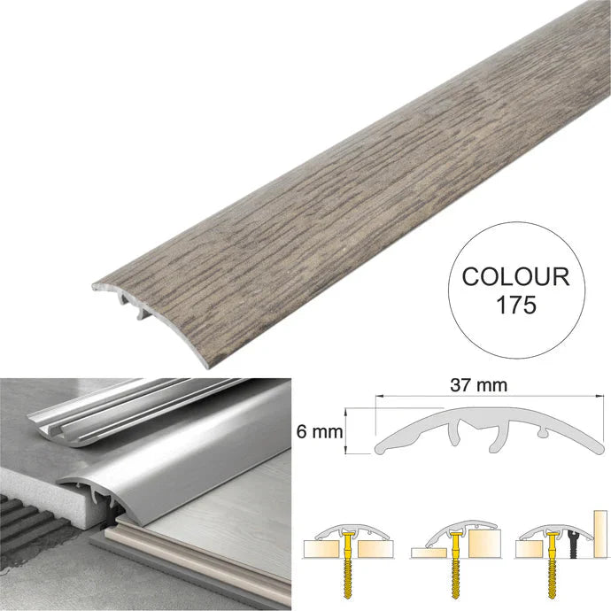 37mm 4 in 1 Aluminium Floor Transition Strip – Wood Effect Door Threshold Trim