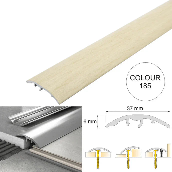 37mm 4 in 1 Aluminium Floor Transition Strip – Wood Effect Door Threshold Trim