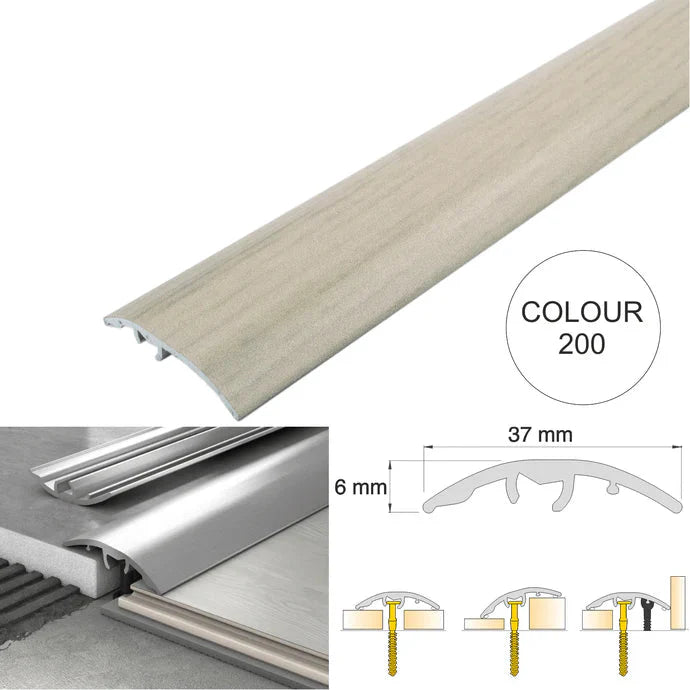 37mm 4 in 1 Aluminium Floor Transition Strip – Wood Effect Door Threshold Trim
