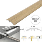37mm 4 in 1 Aluminium Floor Transition Strip – Wood Effect Door Threshold Trim