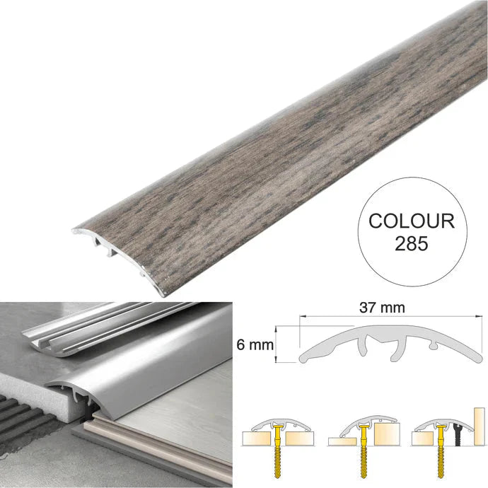 37mm 4 in 1 Aluminium Floor Transition Strip – Wood Effect Door Threshold Trim