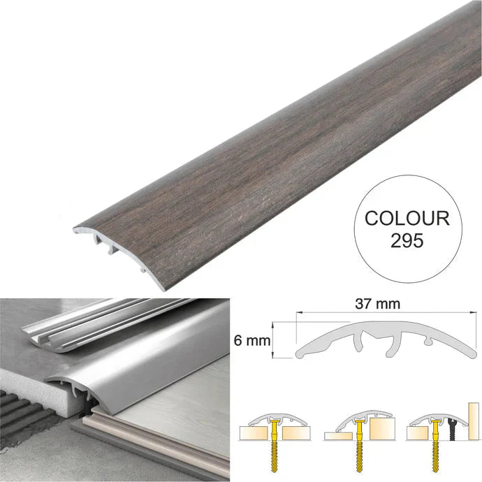 37mm 4 in 1 Aluminium Floor Transition Strip – Wood Effect Door Threshold Trim