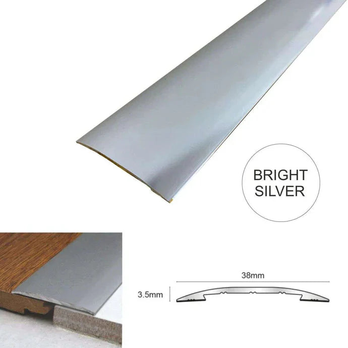 38mm Aluminium Self Adhesive Floor Transition Strip – Vinyl & Tile Threshold Cover