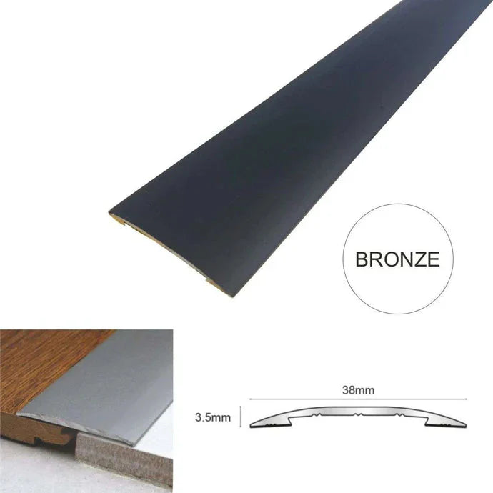 38mm Aluminium Self Adhesive Floor Transition Strip – Vinyl & Tile Threshold Cover