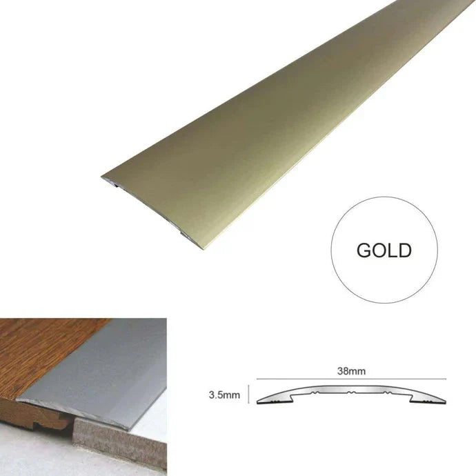 38mm Aluminium Self Adhesive Floor Transition Strip – Vinyl & Tile Threshold Cover