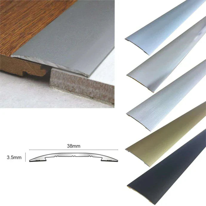 38mm Aluminium Self Adhesive Floor Transition Strip – Vinyl & Tile Threshold Cover