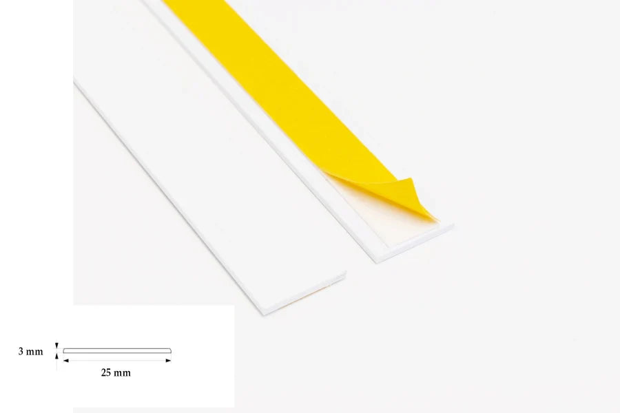 Self Adhesive PVC Flat Bar Cover Strip (1m) – Peel & Stick Trim in Black or White