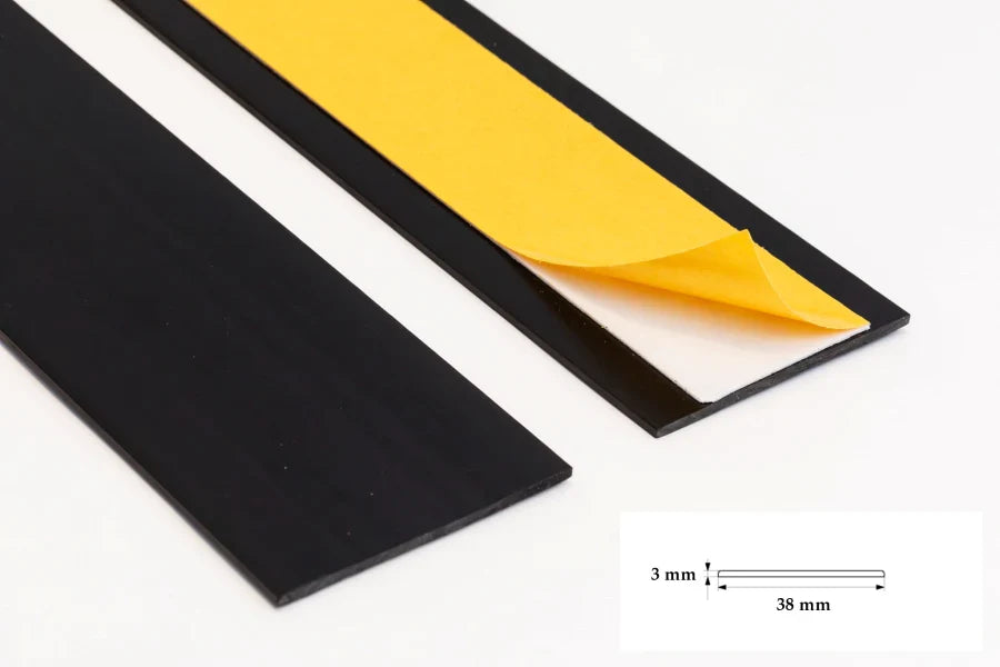 Self Adhesive PVC Flat Bar Cover Strip (1m) – Peel & Stick Trim in Black or White