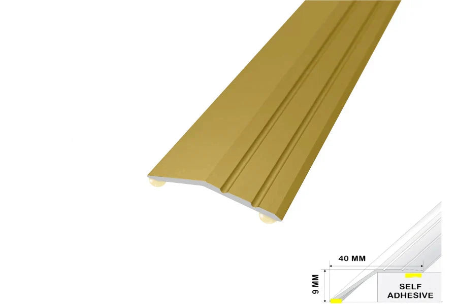 900mm Self-Adhesive Aluminium Ramp Door Threshold Strip – 40mm Wide x 9mm High, Silver, Gold or Champagne