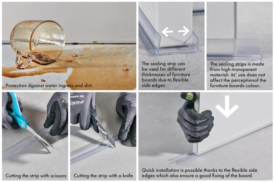 PVC Plinth Sealing Strip – Black Kickboard Base Trim for 18mm Panels (0.5m, 1m & 2.5m Lengths)