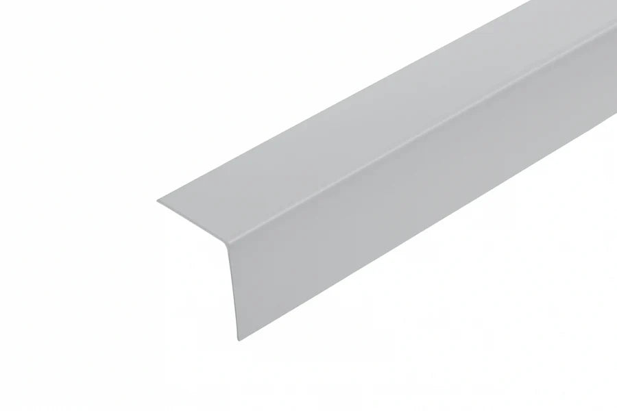 Light Grey PVC Corner Trim for 90° Edges – Equal & Unequal Angle Profiles, 1m & 2.48m